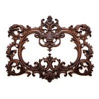 Baroque oak wood texture frame vintage bronze white background architecture.