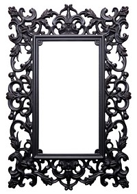 Baroque oak wood texture frame vintage mirror white background architecture.