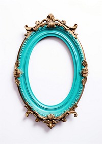 Oval turquoise frame vintage jewelry photo white background.