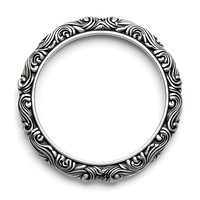 Vintage ornament circle frame jewelry silver white background.