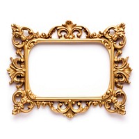 Rococo rectangle frame vintage gold jewelry white background.