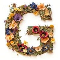 Alphabet G font wreath flower art.