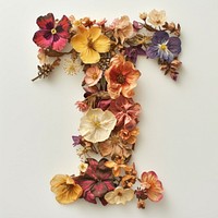 Alphabet T font flower art pattern.