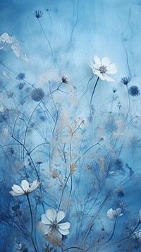 Blue wallpaper flower backgrounds painting.