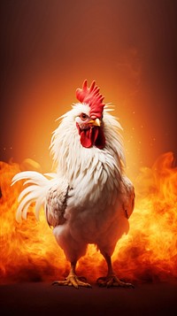 A pheonix chicken poultry animal bird.