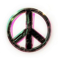 Gradient blurry Peace Sign shape font white background.