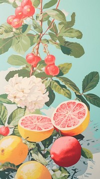 Colorful summer fruits craft grapefruit plant food.