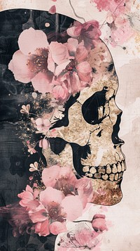 Music Skull wallpaper flower painting plant.