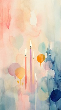 Watercolor wallpaper candle celebration painting.