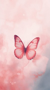 Pink watercolor wallpaper butterfly outdoors insect.