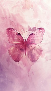 Pink watercolor wallpaper butterfly abstract flower.