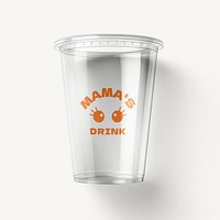 Transparent plastic cup mockup psd