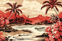 Hawaiian hibiscus sea landscape outdoors.