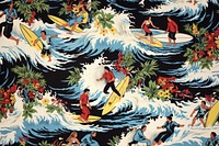 Hawaiian people surfing sea pattern sports.