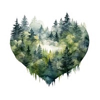 Heart watercolor forest land landscape outdoors.