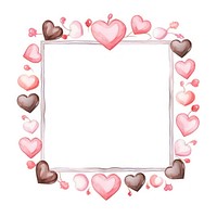 Valentine chocolate frame watercolor heart petal white background.