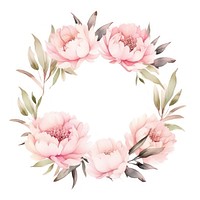 Peony frame watercolor flower wreath plant.