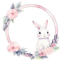 Rabbit frame watercolor cartoon mammal flower.