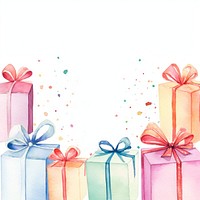 Present boxes frame watercolor backgrounds paper gift.