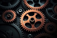 Cog and gears on dark background backgrounds technology wheel.