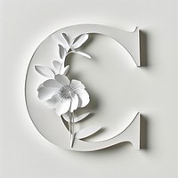 Letter C font flower white art.