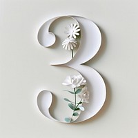 Letter Number 3 number flower white.