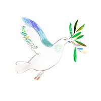 Peace dove holding olive branch drawing sketch bird.