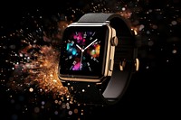 Smart watch wristwatch black background electronics.