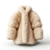 Coat white wool fur.