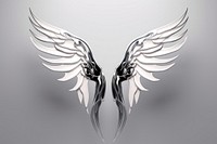 3d render of a wings in surreal abstract style symbol silver metal.
