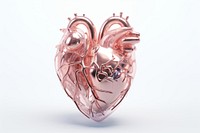3d render of a heart in surreal abstract style jewelry white background accessories.