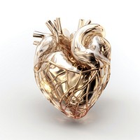Heart jewelry metal white background.