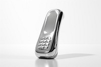 3d render of a phone in surreal abstract style metal white background electronics.