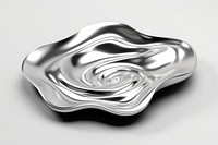 3d render of a plate in surreal abstract style silver metal simplicity.