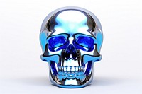 3d render of a skull in surreal abstract style jewelry metal white background.