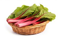 Rhubarb on basket vegetable plant food.