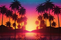 Palm trees sunset backgrounds outdoors.
