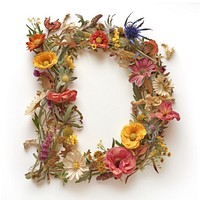 Alphabet D font wreath flower art.