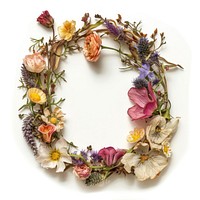 Alphabet O font flower wreath plant.