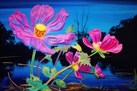 A wildflower on the river purple outdoors painting.