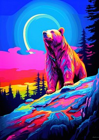 A bear painting mammal blue.