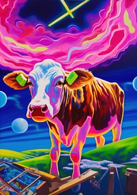 A cow in a farm livestock painting cattle.