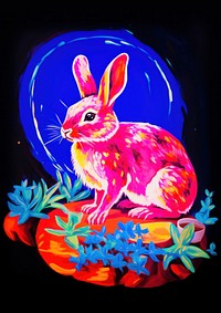A cute rabbit painting purple animal.