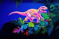 A dinosaur eating leaves animal green representation.