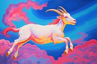 A goat on the sky livestock painting animal.