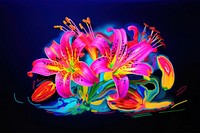 A lily flower purple neon painting.