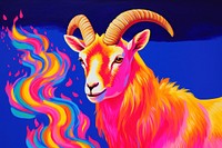 Goat livestock painting animal.