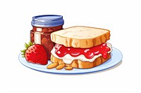 Peanut Butter and Jelly sandwich strawberry dessert cartoon.