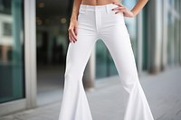 Bootcut jeans pants adult white.