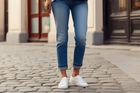 Straight leg jeans footwear denim pants.